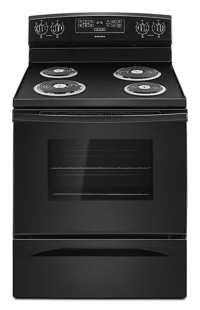 Front. Amana - 4.8 Cu. Ft. Freestanding Electric Range - Black.