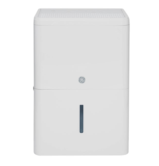 Front. GE - 50-Pint Portable Dehumidifier with Built-In Wi-Fi and Smart Dry for Wet Spaces - White.
