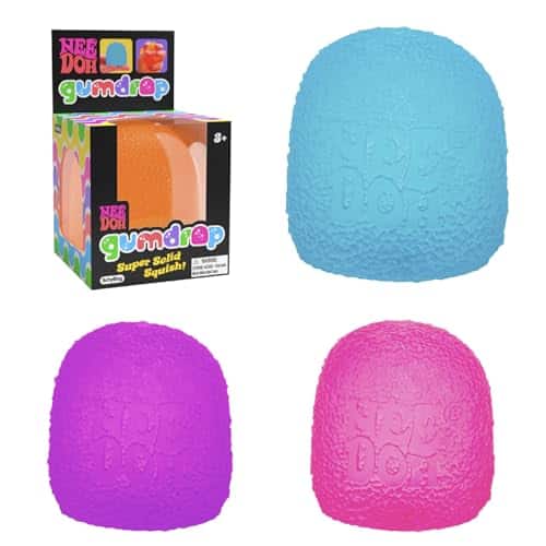 Schylling - NeeDoh Gumdrop Textured Sensory Toy with Super Solid Squish, 2.5", Ages 3+, 1 Pack - Multicolor