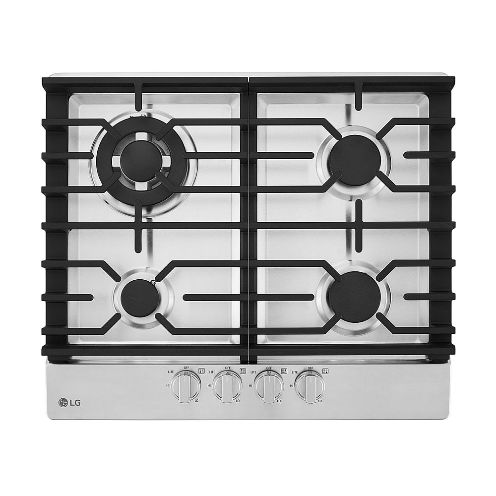LG - 24-in Wide Built-in Gas Cooktop with 4 Burners and 14K UltraHeat Burner - Stainless Steel