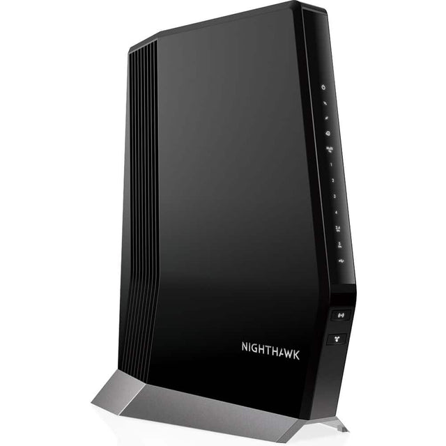 Front. NETGEAR - CAX80-100NAR Nighthawk AX6000 6Gbps DOCSIS 3.1 WiFi 6 Cable Modem - Refurbished Excellent - Black.