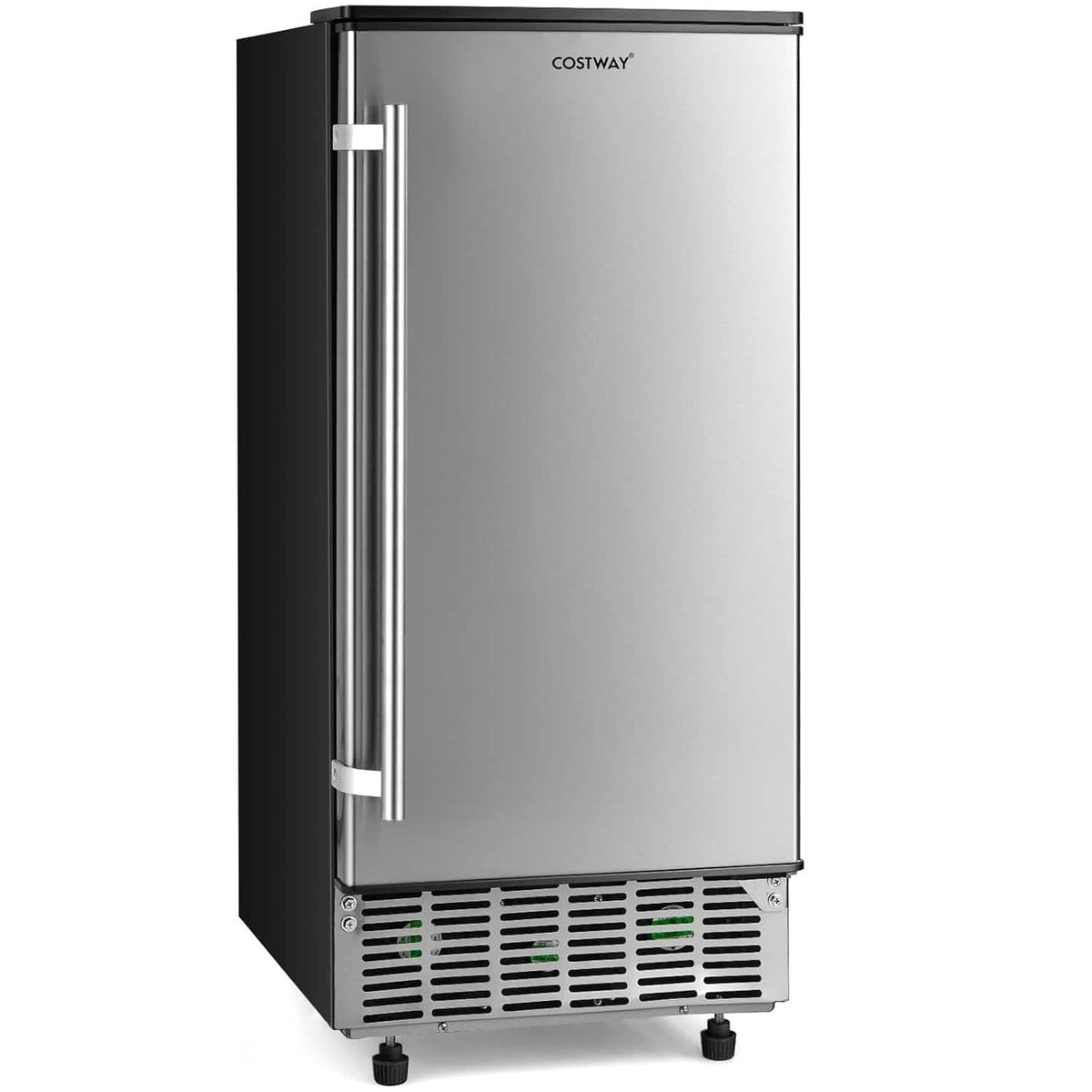 Costway - Ice Maker Free-Standing/Under Counter Machine 80lbs/Day with External Drain Pump - Silver/Black