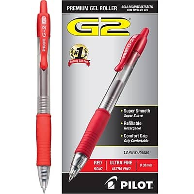 **Pilot G2 Premium Gel Roller**

- **G2 Pilot Bola Rodante Retractable**
- **0.39 G-2 Pilot Bola Rodante Retractable Premium Gel Roller con Tinta de Gel G2 G-2 #1**
- **Selling Gel Pen Super Smooth Super Suave Refillable Recargable Comfort Grip Confortable**
- **12 Pens/Piezas**
- **Red Rojo Ultra Fino 0.38mm**
- **Ultra Fine 0.38mm**
- **Super Smooth Super Suave**
- **Refillable Recargable**
- **Comfort Grip Grip Confortable**
- **Premium Gel Roller**
- **#1 Selling Gel Pen**
- **Ultra Fine 0.38mm**
- **Re