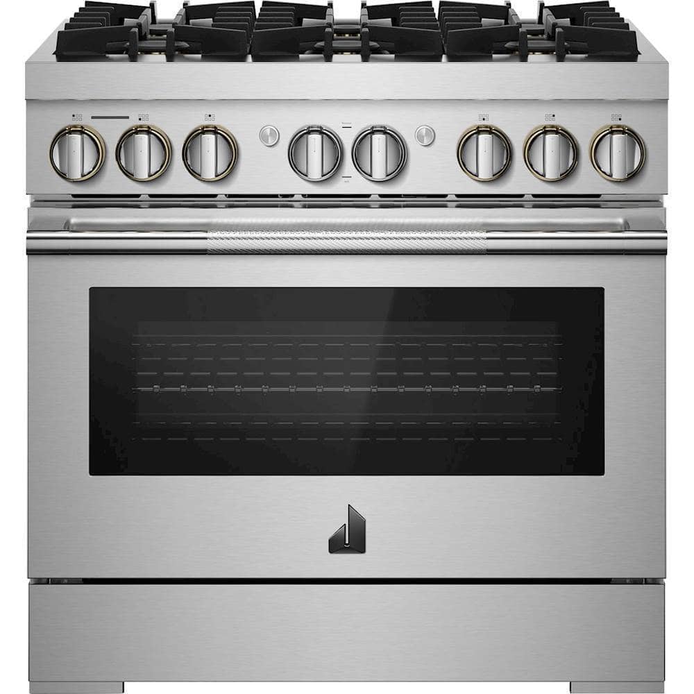 JennAir - 36 in. Wide 6 Burner RISE 5.1 Cu. Ft. Self-Cleaning Freestanding Dual Fuel Convection Range - Stainless Steel