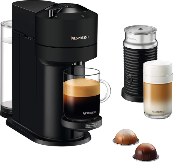 Nespresso - Vertuo Next Coffee and Espresso Maker by De'Longhi, Matte Black with Aeroccino Milk Frother - Black Matte