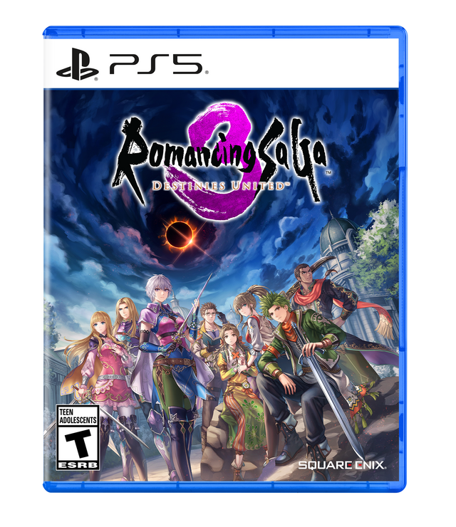 PS5 parting Romancing Saga DESTINIES UNITED™  
TEEN ADOLESCENTS T ESRB  
SQUAR ENIX