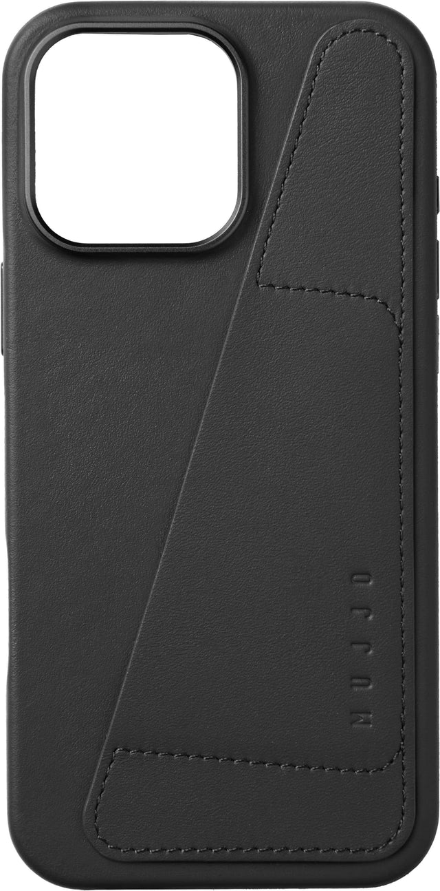 Front. Mujjo - Apple iPhone 16 Pro Max Wallet Leather Case - Black.