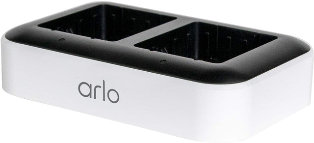 Alt View 1. Arlo - Dual Battery Charger for Pro 5S 2K, Pro 4, Ultra 2, Ultra, Pro 3 Floodlight, Pro 4 XL, Ultra 2 XL, and Go 2 Cameras - White.
