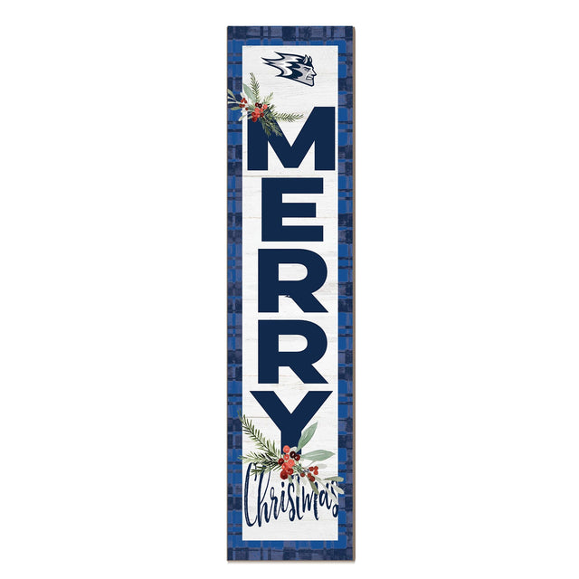 Front. Jardine - Wisconsin Stout Blue Devils 12'' x 48'' Outdoor Merry Christmas Leaner - White.