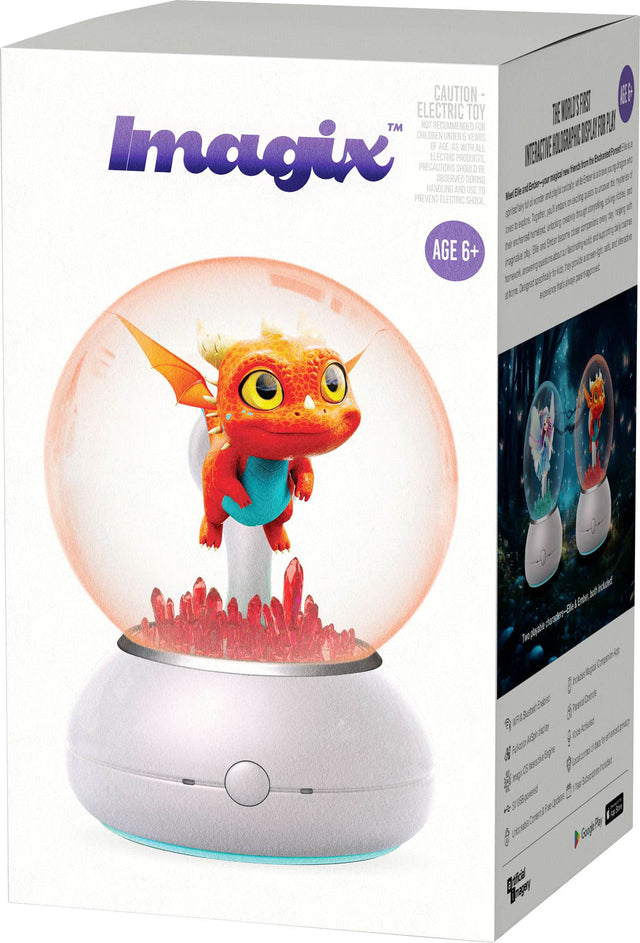**CAUTION - ELECTRIC TOY**  
NOT RECOMMENDED FOR CHILDREN UNDER 5 YEARS OF AGE AS WITH ALL ELECTRIC PRODUCTS, PRECAUTIONS SHOULD BE OBSERVED AND SHOULD BE HANDLED AND USED TO PREVENT ELECTRIC SHOCK.  
AGE 6+

**THE WORLD'S FIRST INTERACTIVE HOLOGRAPHIC TOY FOR PLAY**  
Meet Ellie & Ember - your first holographic friends from the Imagix universe. Ellie and Ember are the first holographic characters to bring the magic of holograms to life. They are designed to be interactive, engaging, and fun.  
Ellie & Embe