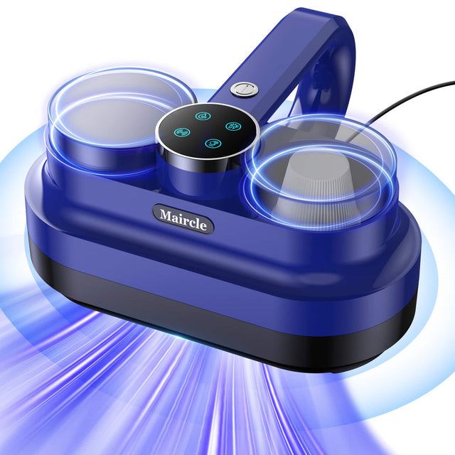 Front. MOOSOO - Mattress Vacuum Cleaner, 16Kpa Suction Corded Bed Vacuum With UV-C Light, Ultrasonic & High Heating, 500W Powerful Doubl - Blue.