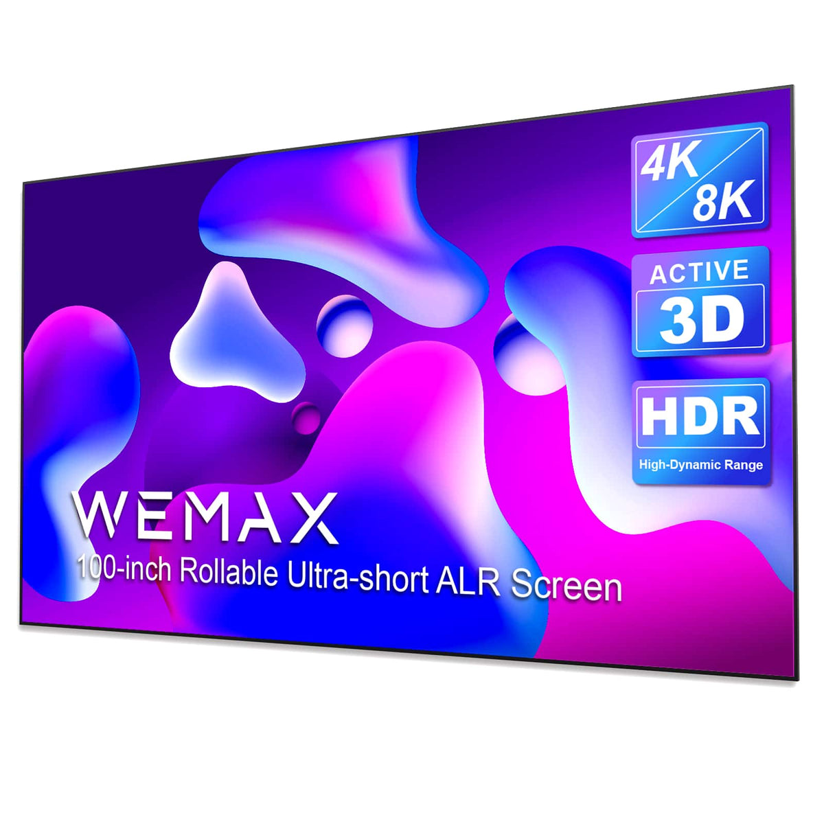 WEMAX - 100" Lenticular Ambient Light Rejection (ALR) Fixed Frame Ultra Short Throw (UST) Projector Screen,4K/8K Active 3D