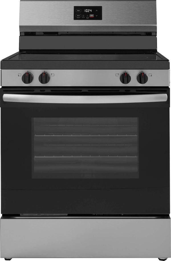Insignia™ - 30 in. Wide 4 Elements 5.3 Cu. Ft. Freestanding Electric Range with Dual-Size Burner and Storage Drawer - Stainless Steel
