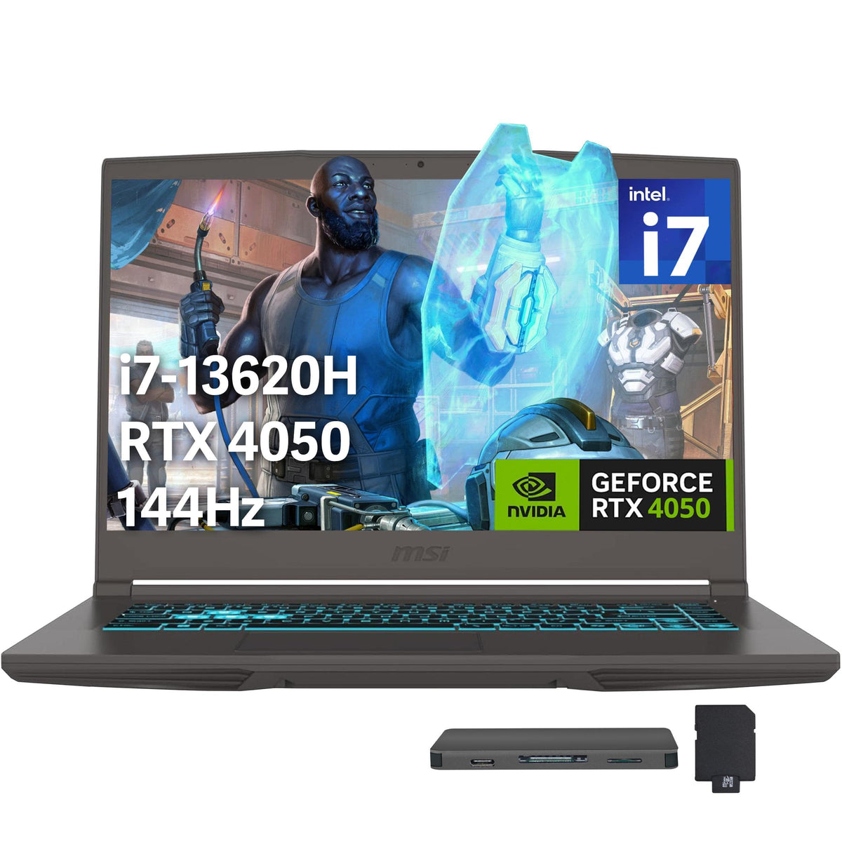 MSI - Upgraded - Thin 15.6" Gaming Laptop,Intel Core i7-13620H,GeForce RTX 4050,32GB DDR4,1TB SSD,Backlit Keyboard,Win 11 Pro - Gray
