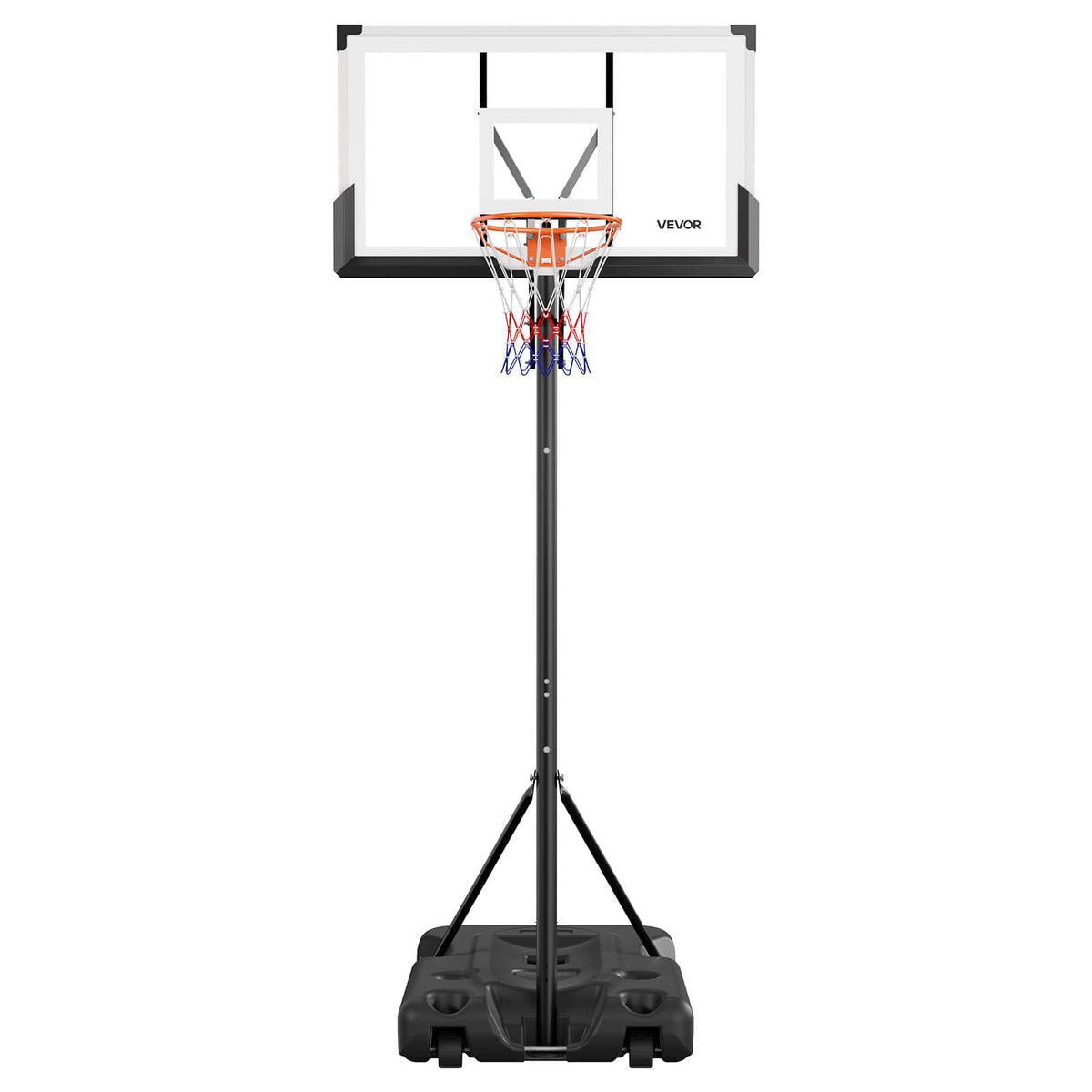 VEVOR - Portable Basketball Stand,10ft Height Adjustment Basketball Hoop & Goal,Portable Basketballs Hoop with 54in PC Backboard - Black