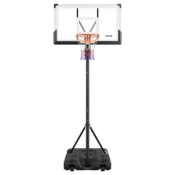 VEVOR - Portable Basketball Stand,10ft Height Adjustment Basketball Hoop & Goal,Portable Basketballs Hoop with 54in PC Backboard - Black