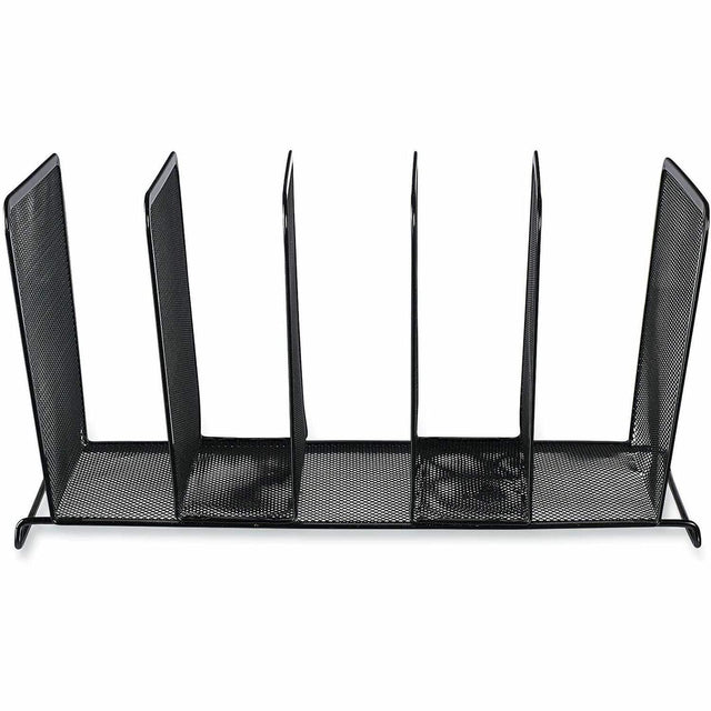 Front. Universal - Universal Desktop File Sorter 5 Compartment 7.50" x 14.63" x 8.13" Black Metal Wire Metal Mesh - Black.