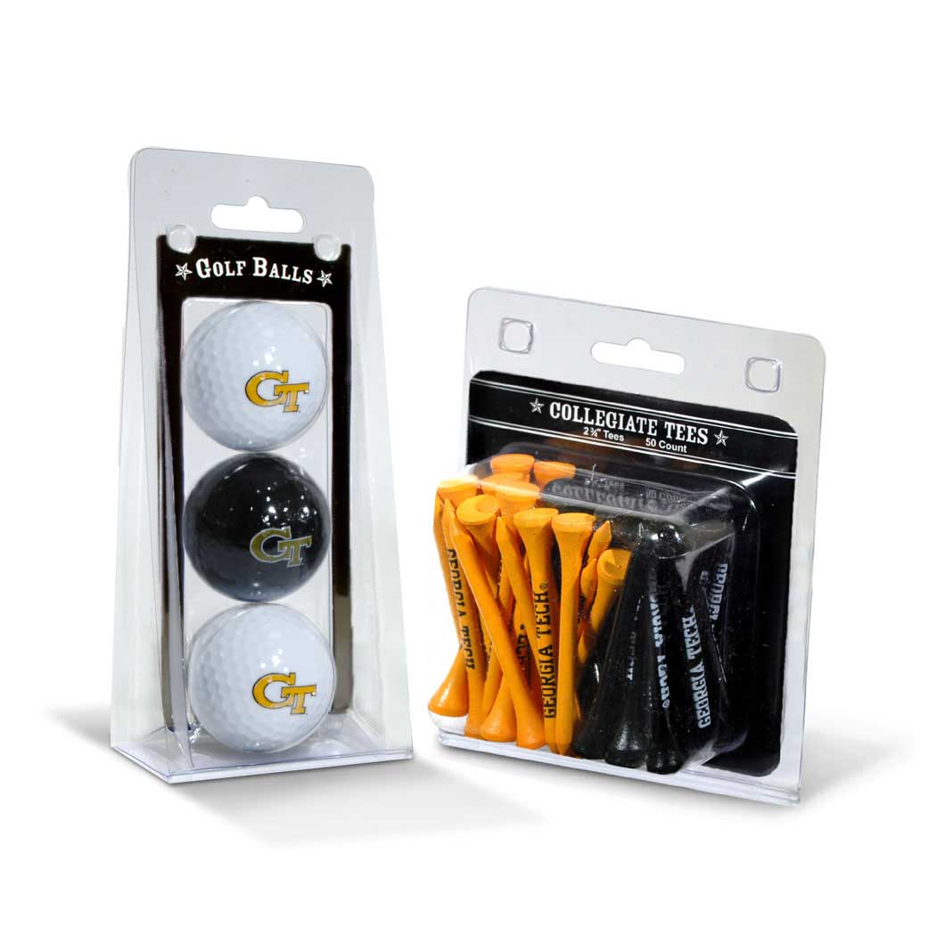 Team Golf - Georgia Tech Yellow Jackets 3-Golf Ball & 50-Golf Tee Set - Multicolor