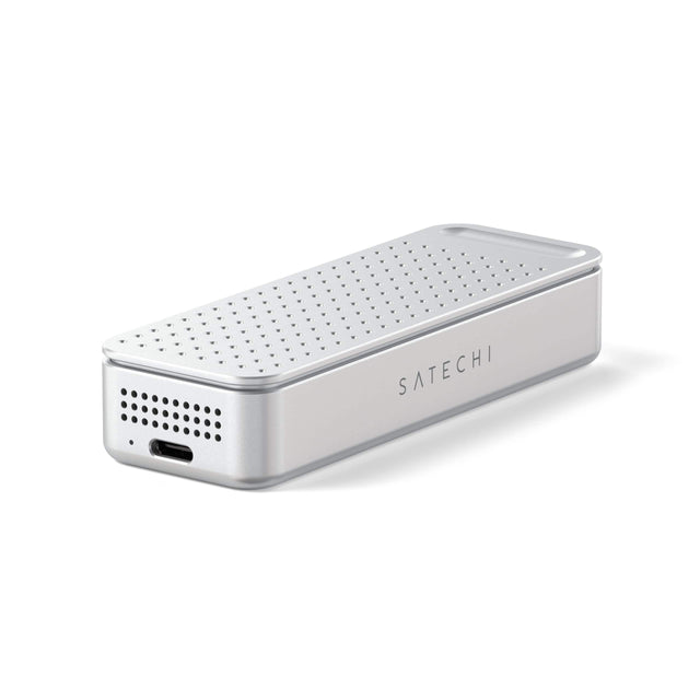 Front. Satechi - DotDisk 80Gbps M.2 NVMe SSD Enclosure with Active Cooling and Ultra-Fast USB4 V2 Data Transfer - Silver.