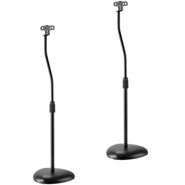 Front. Mount-It! - Height Adjustable Speaker Floor Stands 2‑Pack with Tilt & Swivel for Home Audio & Studio Use - Black.