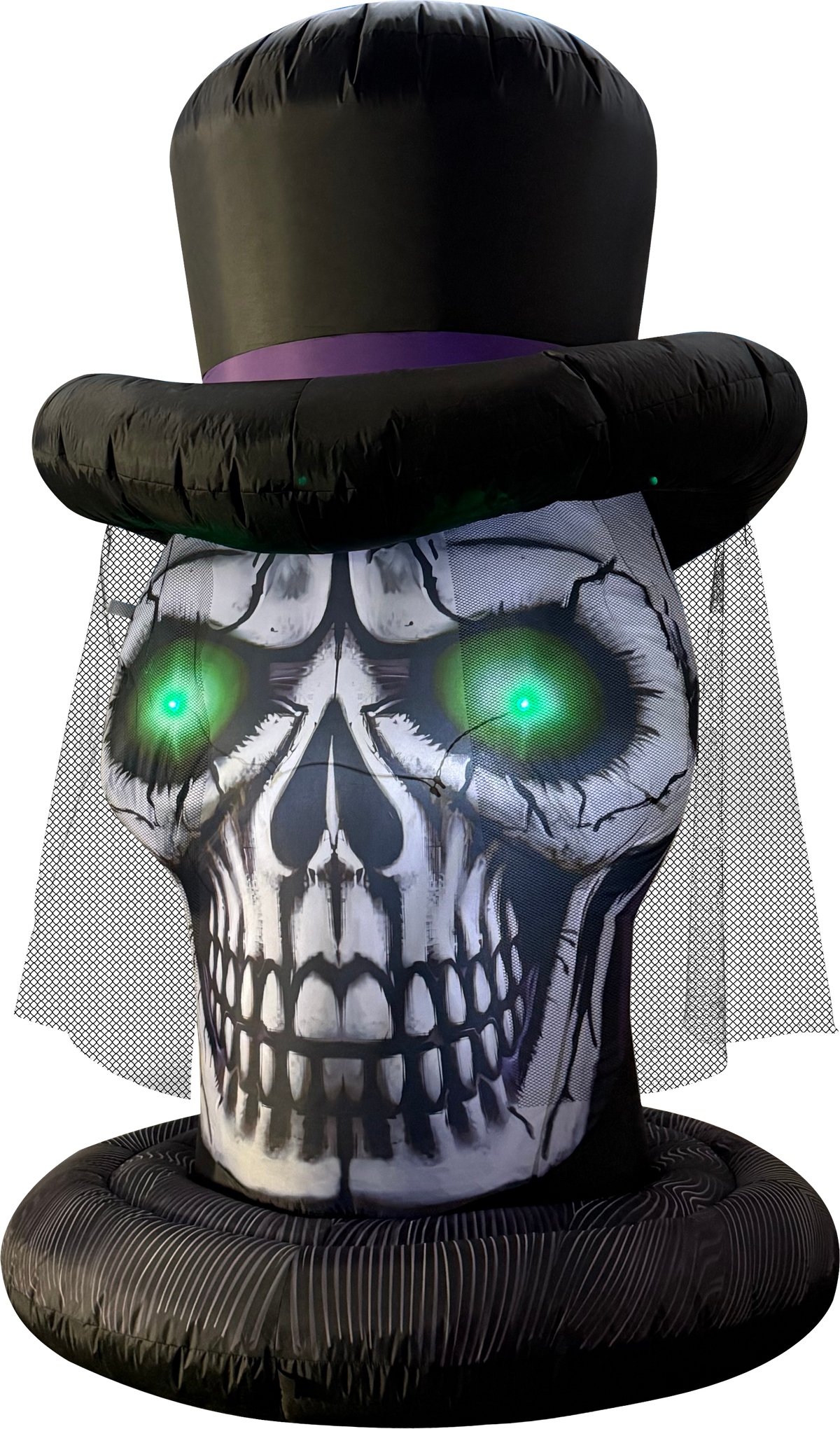 GOOSH Inflatables - GOOSH 6FT Inflatable Skull with Top Hat – Light-Up Halloween Yard Decoration - Black