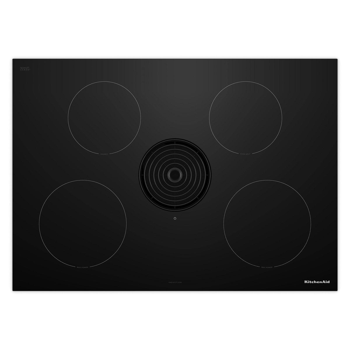 KitchenAid - 30 inch Wide 4 element Built-In Downdraft Electric Induction Cooktop with Quiet Ventilation - Black