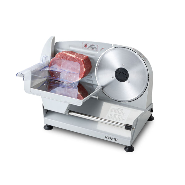 VEVOR - Meat Slicer, 7.5" Electric Deli Slicer with SUS420 Blade & 0-0.6" Adjustable Thickness, 200W Home Food-Slicer - Silver