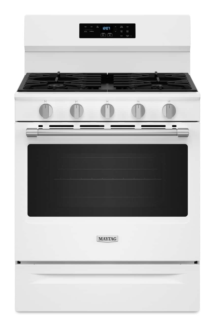 Maytag - 30 in. Wide 5 burners 5.0 cu. ft. Freestanding Gas Range With No Preheat Air Fry and Air Baking - White