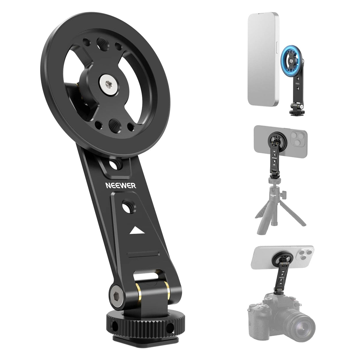 Neewer - Magnetic Phone Tripod Mount, MagSafe, Cold Shoe - Black