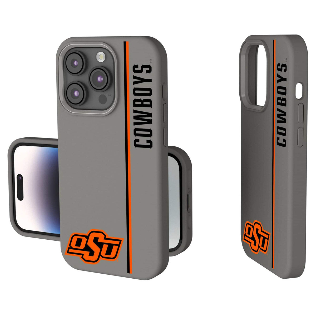 Keyscaper - NCAA - Oklahoma State Cowboys iPhone Soft Touch Case - 15 Pro - Gray