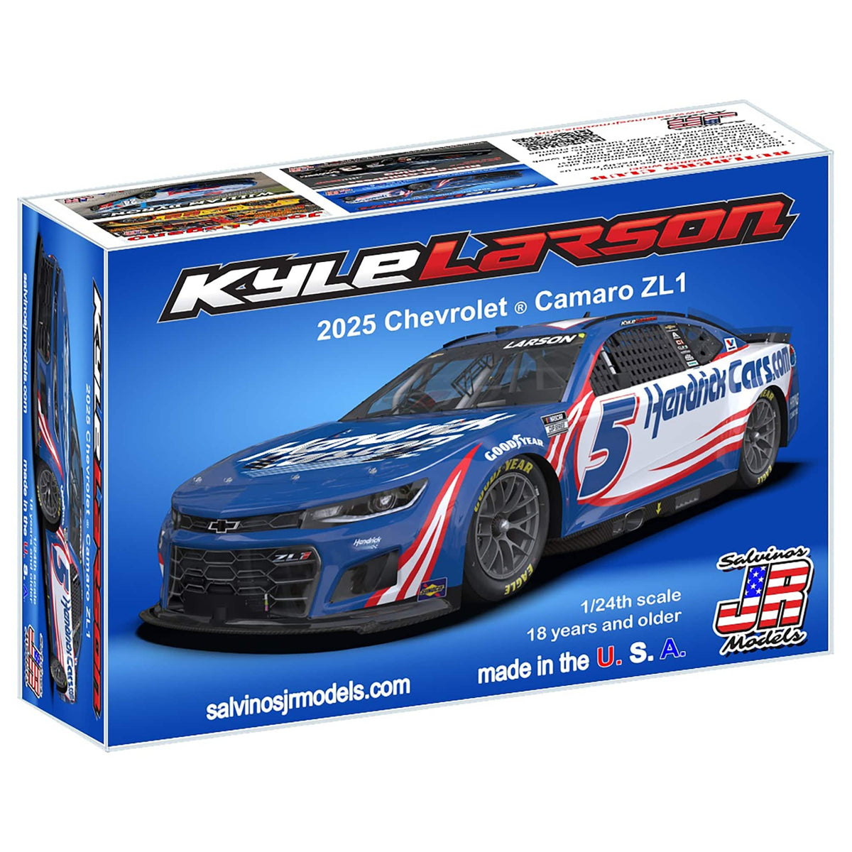 Salvinos JR Models - Kyle Larson 2025 #5 HendrickCars.com 1:24 Chevrolet Camaro ZL1 Model Car Kit - Multicolor