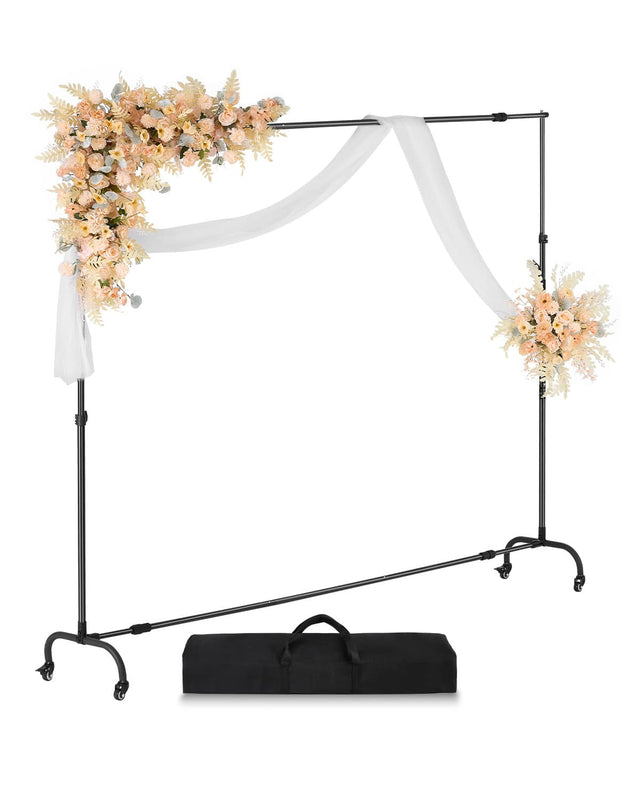 Front. VEVOR - Backdrop Stand, 7 x 10 ft Adjustable Photo Backdrop Stand Kit, Portable Background Backdrop Stand with Casters - Black.