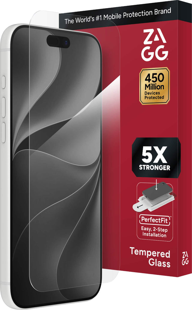 Protection Brand World's #1 Mobile The ZAGG 450 Million Devices Protected  
5X STRONGER  
PerfectFit Easy, 2-Step Installation Tempered ZAGG Glass