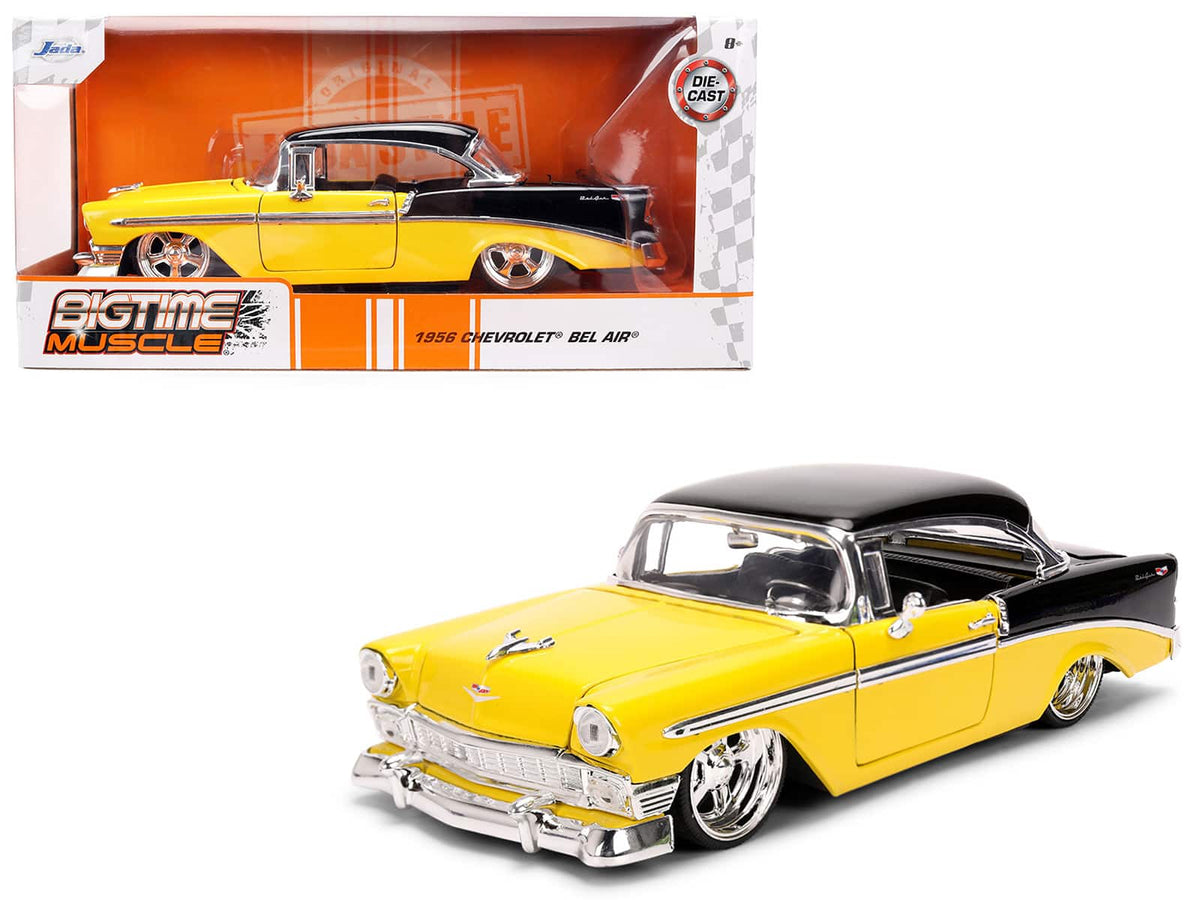 1956 Chevrolet Bel Air Yellow and Black "Bigtime Muscle" Series 1/24 Diecast Model Car by Jada - Multicolor