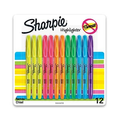 Sharpie - Stick Highlighter, Chisel Tip, Dozen - Assorted