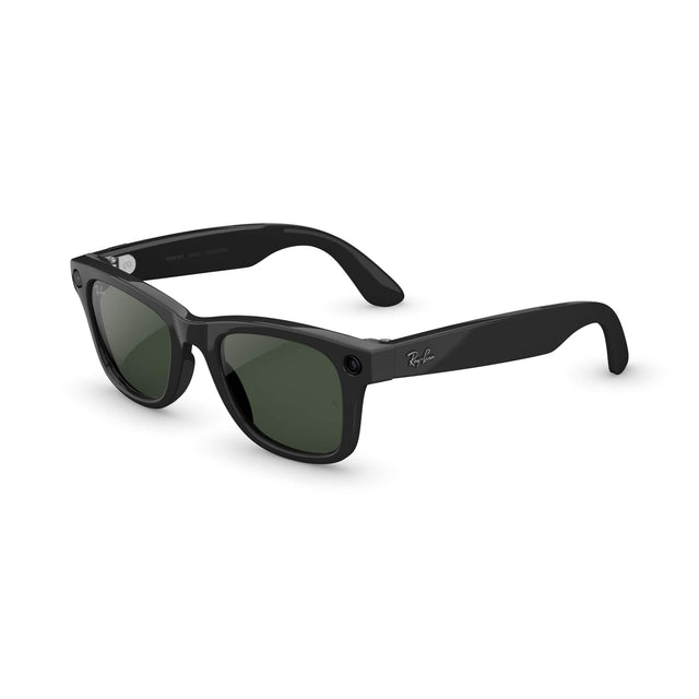 Front. Ray-Ban Meta - Ray-Ban Meta Wayfarer (Gen 2) glasses with Meta AI, Audio, Photo, Video Compatibility - Green lenses - Shiny Black.