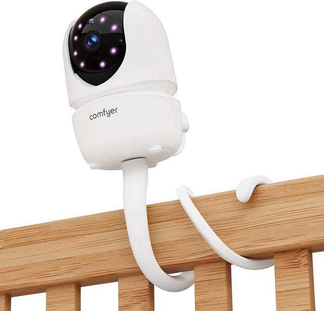 Front. Comfyer - Comfyer - 16.5" Flexible Gooseneck Mount for BM01 Baby Monitor, Crib Clamp, No Tools - White - White.