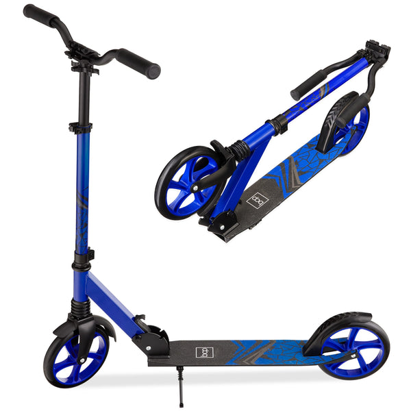Best Choice Products - Kick Scooter for Kids, Teens & Adults, Foldable Large Wheel Scooter with Suspension - Blue