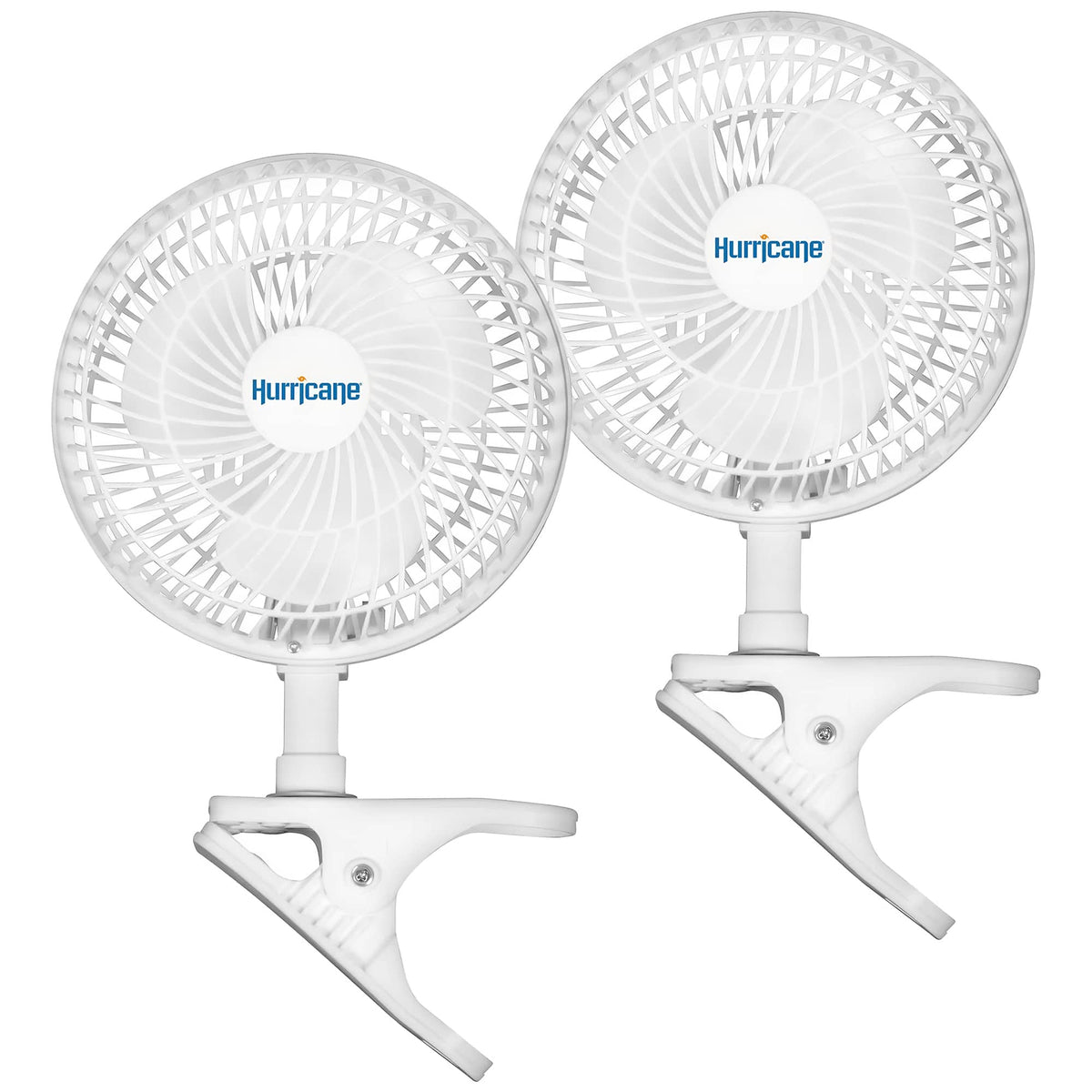 Hurricane - Classic 6" Mini Clip On Fan for Desks & Night Stands, (2 Pack) - White