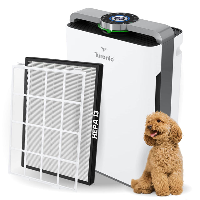 Front. Turonic - PH950 Air Purifier and Humidifier Combo for Large Rooms – HEPA, UV, Ionizer, PM2.5 Sensor, Cold Catalyst, for Home - White.