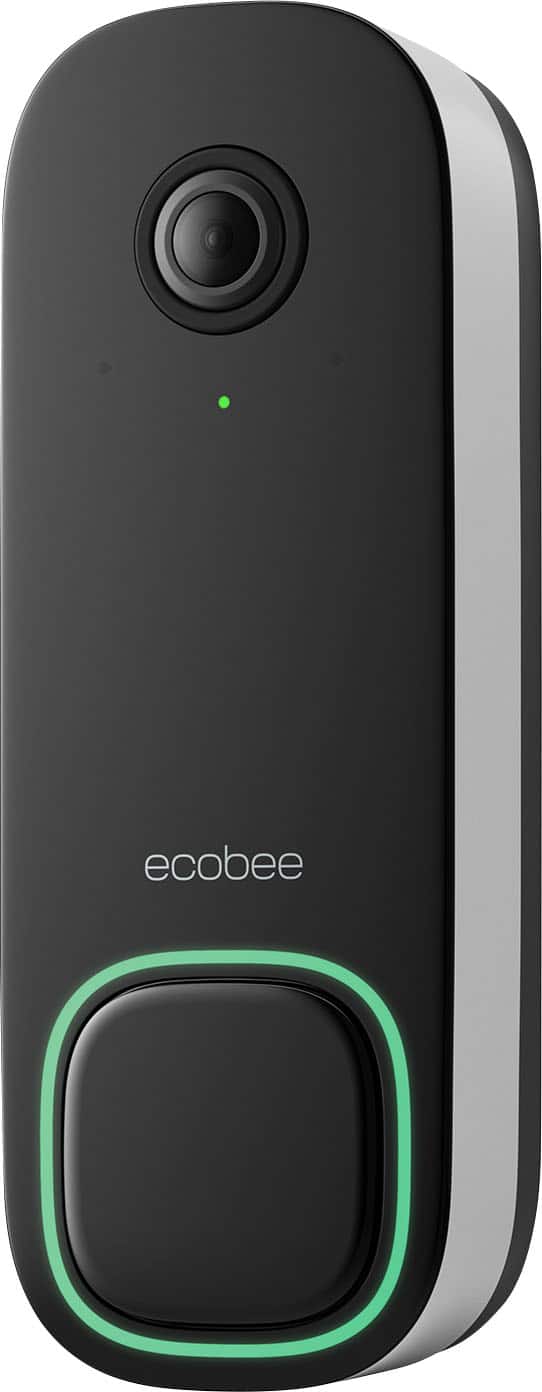Front. ecobee - Smart Video Doorbell - Wired with Advanced Person and Package Detection - Black.