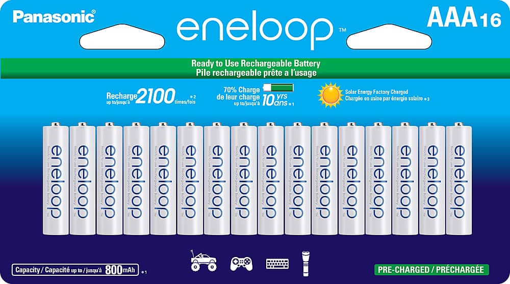 Panasonic - Eneloop Rechargeable AAA Batteries 16-Pack