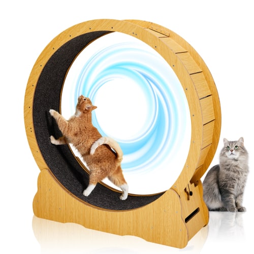 Front. Winado - Large Cat Exercise Wheel, 43in Cat Treadmill with Detachable Carpet, Safety Lock Running Silent for Indoor Cats Playing - Natural Wood.