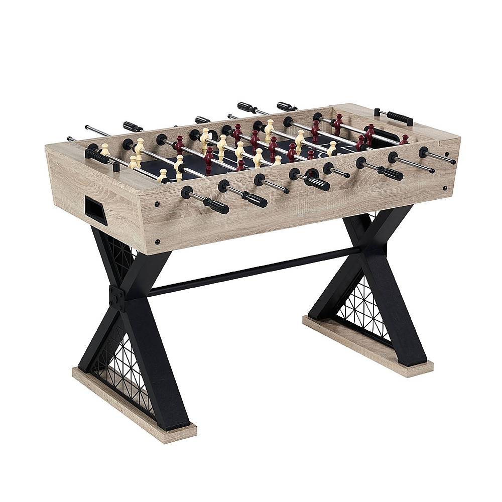 Barrington - 48” Brooks Foosball Standard Size Gaming Table, Durable & Stylish Mesh Leg Design with Tabletop Sports Soccer Balls - Light Brown/Black
