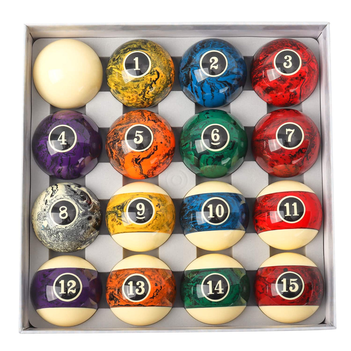 GSE Games & Sports Expert - 2 1/4-Inch Dark Marble Swirl Professional Regulation Size Billiards Pool Balls Set, Standard Ball Set - Standard Style