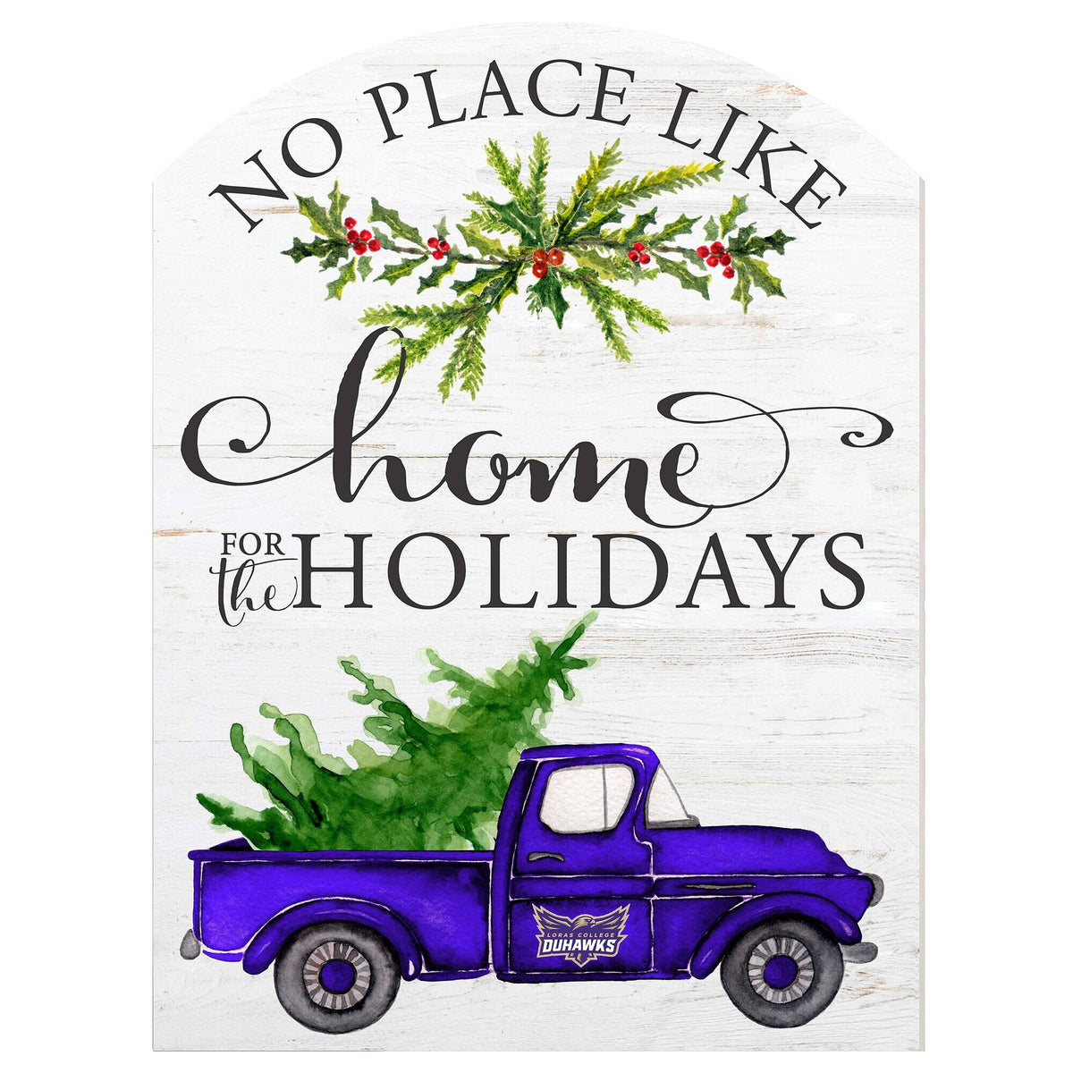 Jardine - Loras College Duhawks 16'' x 22'' Holiday Marquee Sign - White