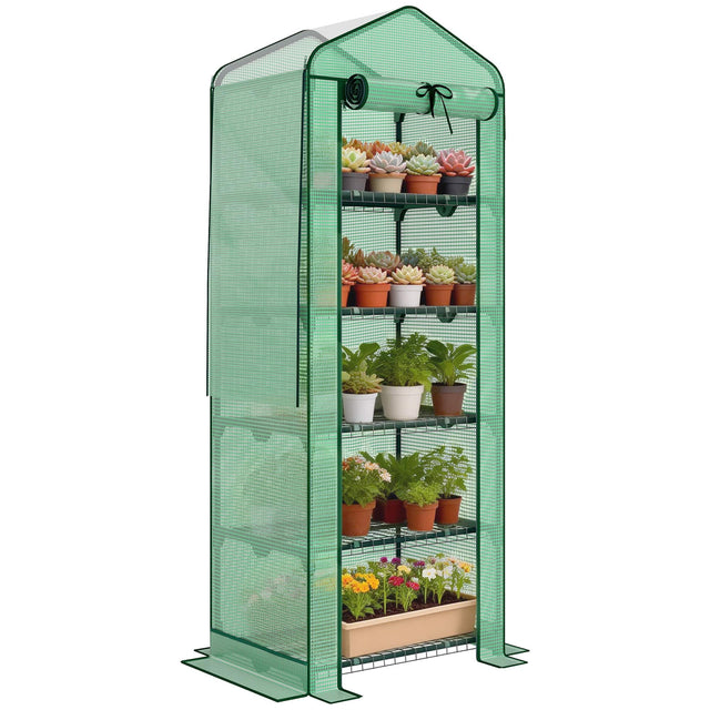 Front. Outsunny - Greenhouse with Screen Roof - Green.