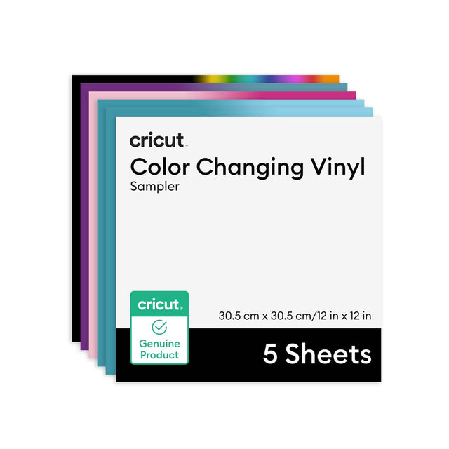 cricut Color Changing Vinyl Sampler  
30.5 cm x 30.5 cm / 12 in x 12 in  
Genuine Product  
5 Sheets