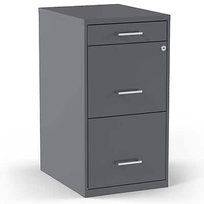 Staples - 3-Drawer Vertical File Cabinet, Letter Size, Lockable, 26.8"H x 14.3"W x 18.9"D - Charcoal