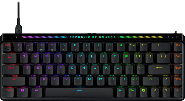 Republic of Gamers H W RT Esc 1 I 2 Q 3 # 4 $ 5 %  A 7 & 8 * 9 ( O ) - - = + Ins T Q W E R T Y U I O P [ { 1} ] { / I Del - Caps A S D F G H   L :: : P9Up Z X C V  N M > ? A PgDn Ctrl Alt Fn ! V i A